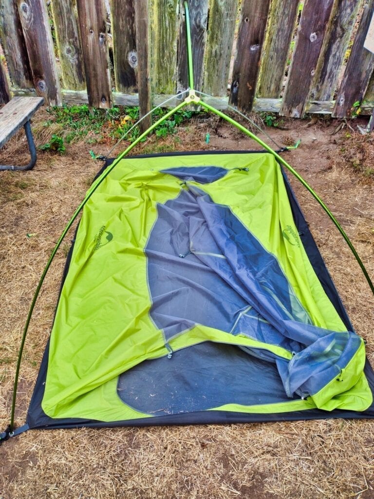 NatureHike tent collapsed for packing